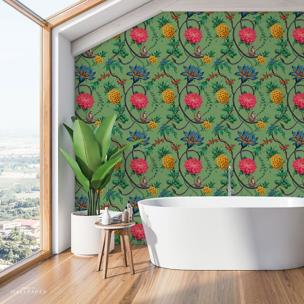Forbidden Fruit Floral Wallpaper Green World of Wallpaper 39002