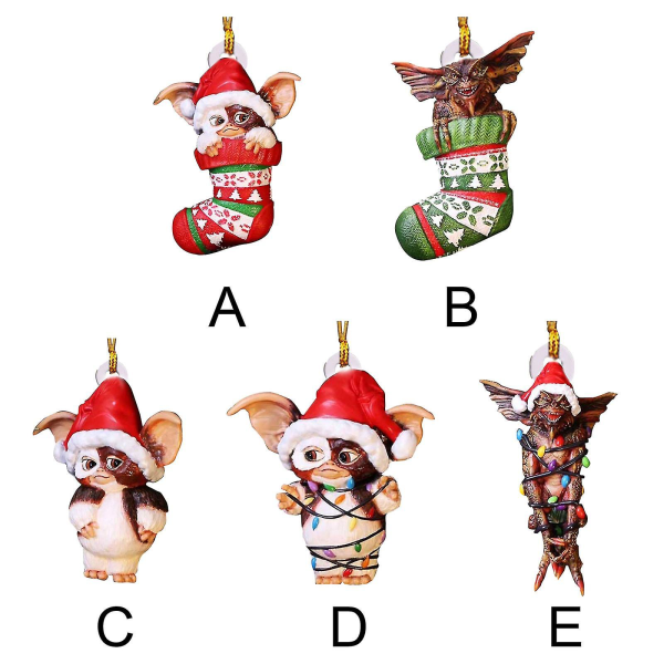 5 st Gremlins Gizmo Ljusslinga Tomteluva Hängande Julfigur Ornament Dekor