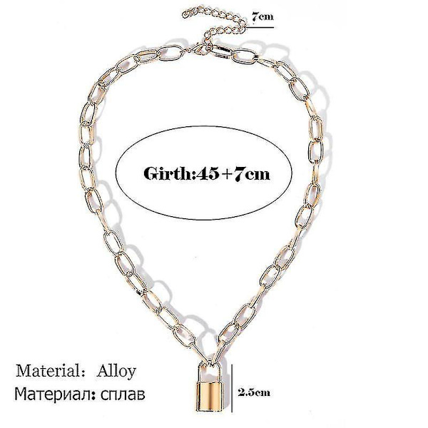 Rock Punk Choker Lock -kaulakoru, kerroksittainen ketju kaulassa lukolla Punk, avain