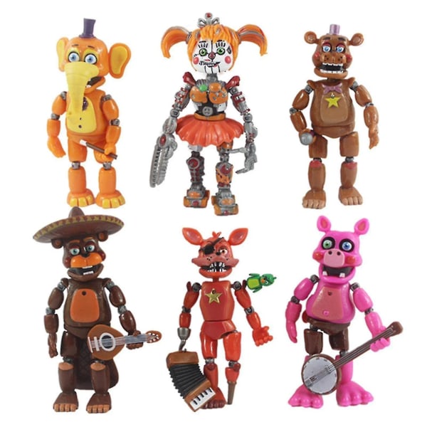 6st/ set Fem nätter på Freddy Pizzeria Simulator Action Figur Toy Bonnie Foxy