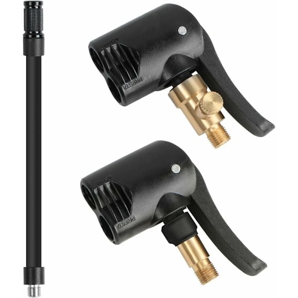 2 stk Bil Dekkventiladapter, Inflator Munnstykke, Adapter, Gjenget Erstatningspumpehode med Dobbelventil, for Bil, Sykkel og Motorsykkeldekk