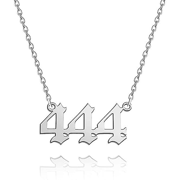 Englenummer-halskjede Sølv/gull Rustfritt stål Numerologi Smykker 444 Silver