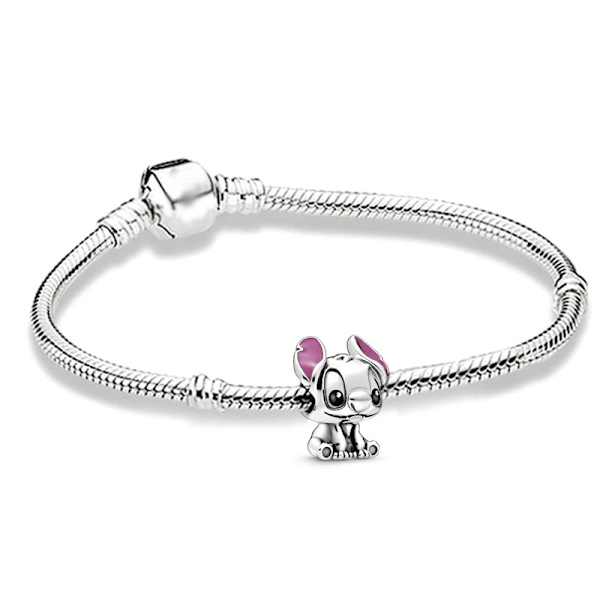 PANDORA Sølv Sterling Disney Lilo Stitch Charm Armbånd Charm Argent Argent 17cm