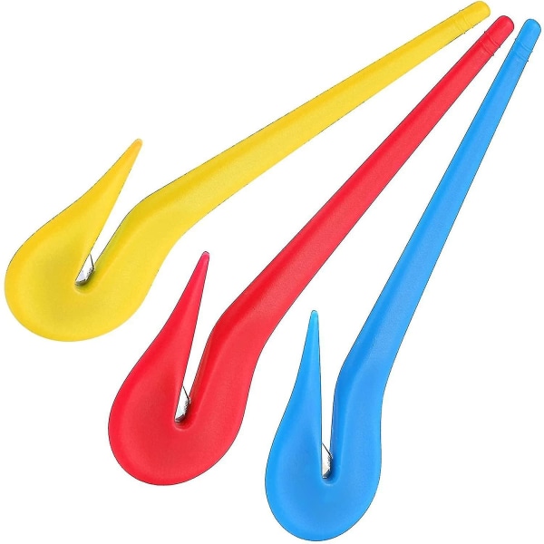 3 kpl elastisten hiusnauhojen poistoleikkuri, ponin kumihiussiteen leikkaamiseen käytettävät haarukat, kivuton poninhäntäpoistotyökalu, sininen punainen keltainen