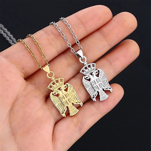 Nya Serbien Örn Hängsmycke Halsband För Kvinnor Män Silverfärg/guldfärg Rostfritt Stål Srbija Berlock Smycken Serbiska Gåvor