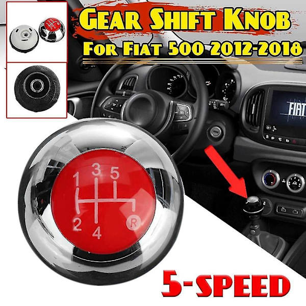 5 Gear Gearskifteknop Til Fiat 500 2012-2018 Krom+rød 55344048