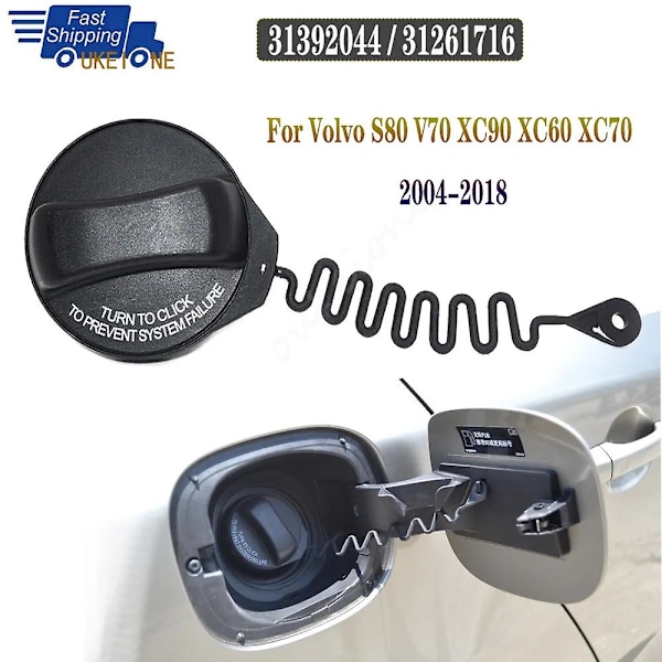 31392044 For 2004-2012 Volvo S60 S40 S80 V60 V70 Xc90 Xc60 Xc70 Bensintank Drivstofflokk Med Festestropp 31261716 Biltilbehør