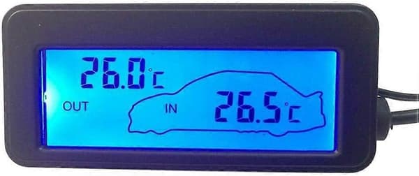 Bil indvendigt og udvendigt termometer DC12V digitalt termometer biltermometer baggrundsbelyst mini LCD-termometer