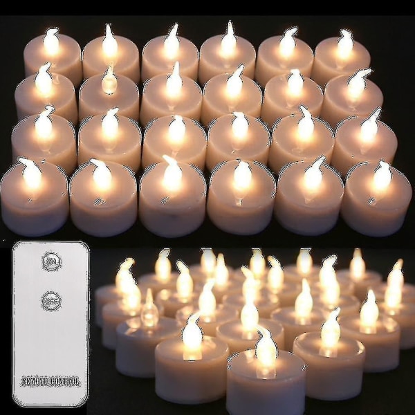 24 stk flimrende LED telys Fjernkontroll Batteridrevet flammeløse stearinlys til hjemmet