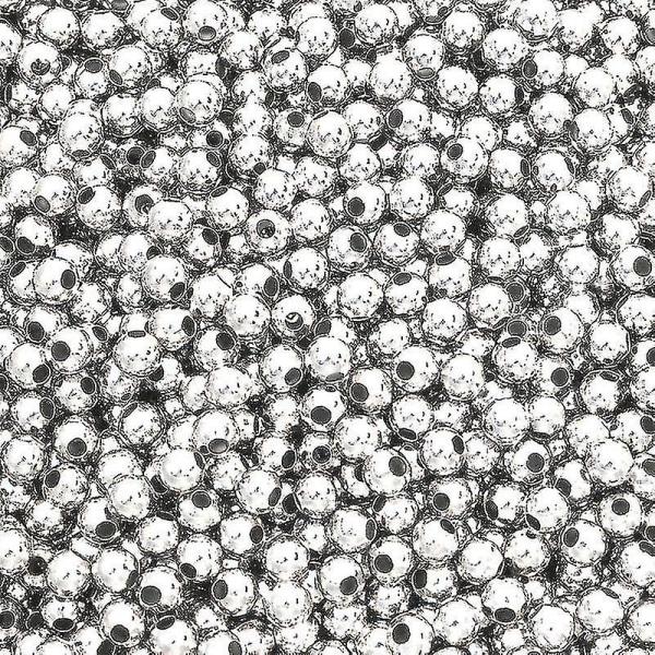 Metallrunde perler, glatt ball, løs avstandsperle for smykkefremstilling