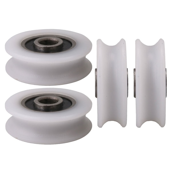 4st 4x20x6,5x7,4mm Vit inre diameter 4mm U-spår Nylon remskiva hjul för skjutdörr