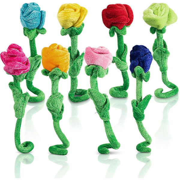 Mjuk Rosblomma Böjbara Stjälkar Färgglad Fylld Rosblomma Leksak Hållbara Rosor Plysch Bukett Leksak Ros Mjuka Blomleksaker Present Till Barn Baby Flicka Småbarn