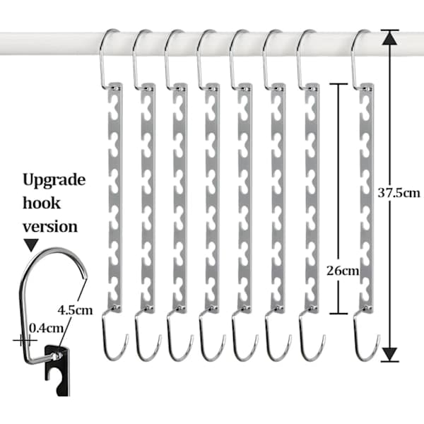 8-pack Silver Space Saving Hangers Magic Hanger Organizer
