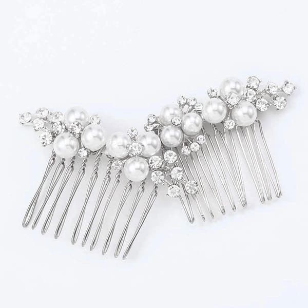 Gull Bryllup Perle Hårkam Brud Krystall Hodeplagg Brude Rhinestone Hår