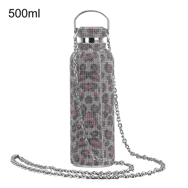 350 ml / 500 ml / 750 ml eristetty pullo tekojalokivi upotettu thermal ruostumattomasta teräksestä lapsille eristetty vesikuppi matkustamiseen Pink 750ML