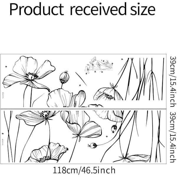 Svart Vit Blomma Väggdekaler Konstdekor för Sovrum Vardagsrum Kontor Heminredning