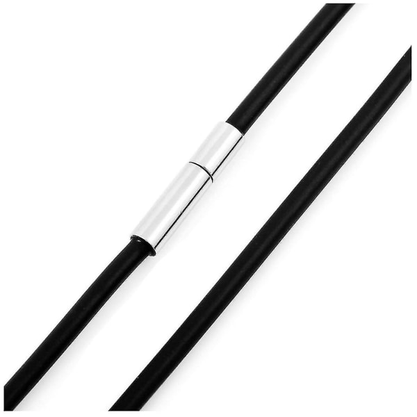 2st 2mm Bredd Skin Rep Halsband Legering Kedja Halsband Svart Silver Färg Man Längd 51cm
