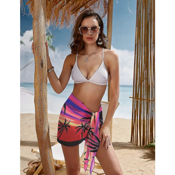 Korte saronger for kvinner Beach Wrap Sheer Bikini Wraps Chiffon Cover Ups
