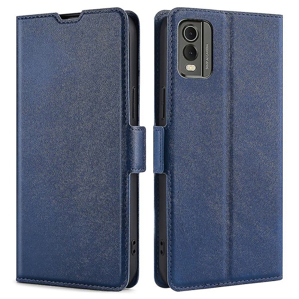 För Nokia C32 Pu Läder case med kortplats. Reptåligt cover Blue