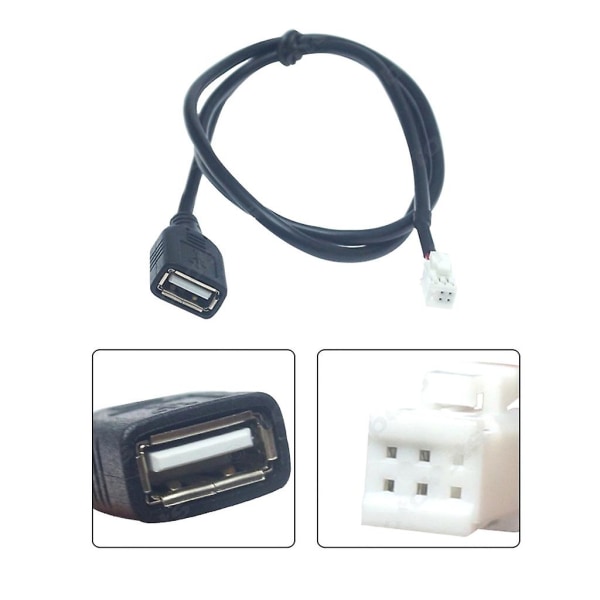 2kpl 4-nastainen+6-nastainen liitin USB-kaapeli Autoradion stereolle 1m USB-kaapeli USB-sovitin