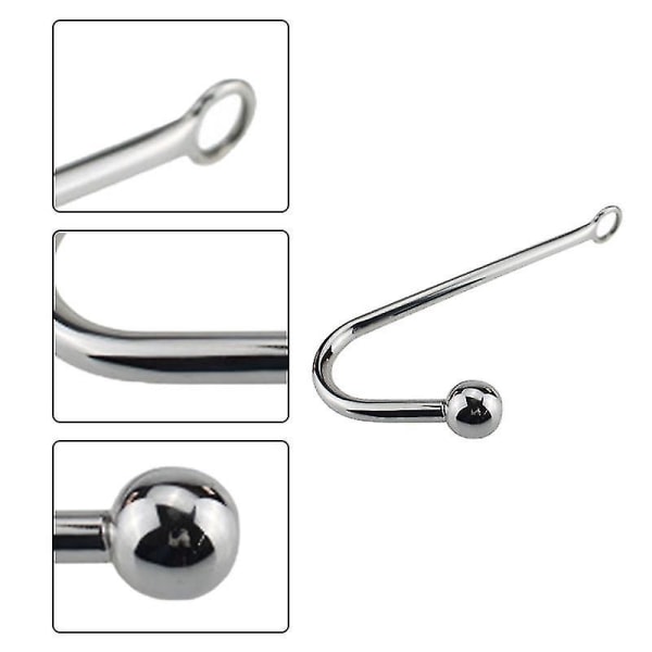 Sexuell hälsa för vuxna metall rostfritt stål anal krok par bakgård leksaker, silver; 25*3 cm; 304 högkvalitativt rostfritt stål