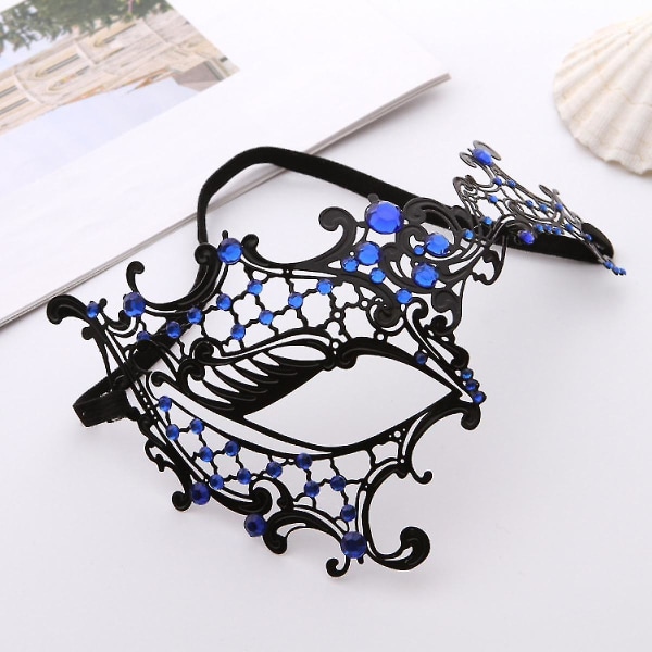 Maskerade maske til kvinder skinnende rhinestone venetiansk halloween fest ballet metalmaske