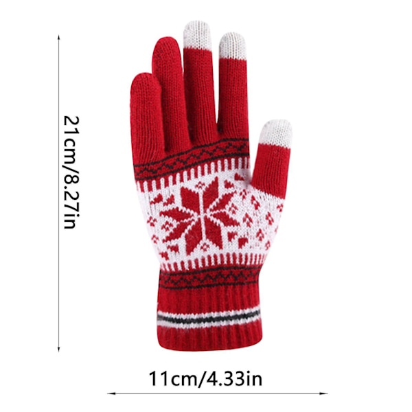Dam Jul Lager Snöflinga Plus Tjocka Varma Handskar Stickade Handskar Vantar
