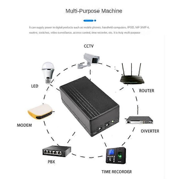 12V 2A Afbrydelsesfri Strømforsyning Mini UPS 12000MAh Batteri Backup til CCTV & WiFi Router Nødstrøm