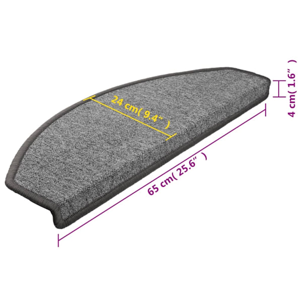 vidaXL 15 st Trappstegsmattor mörkgrå 65x24x4 cm Grey grå