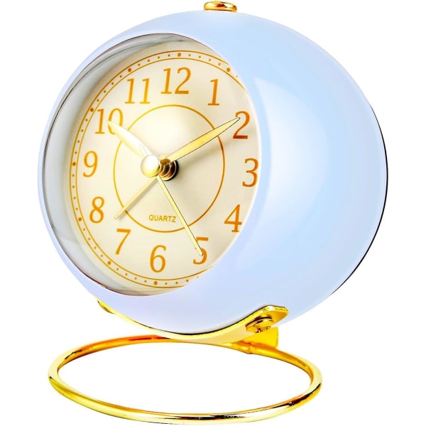 Små skrivbordsklockor för sovrum Tyst väckarklocka Vintage Guld Estetisk Trendig dekoration Bordsklocka (blå lila)