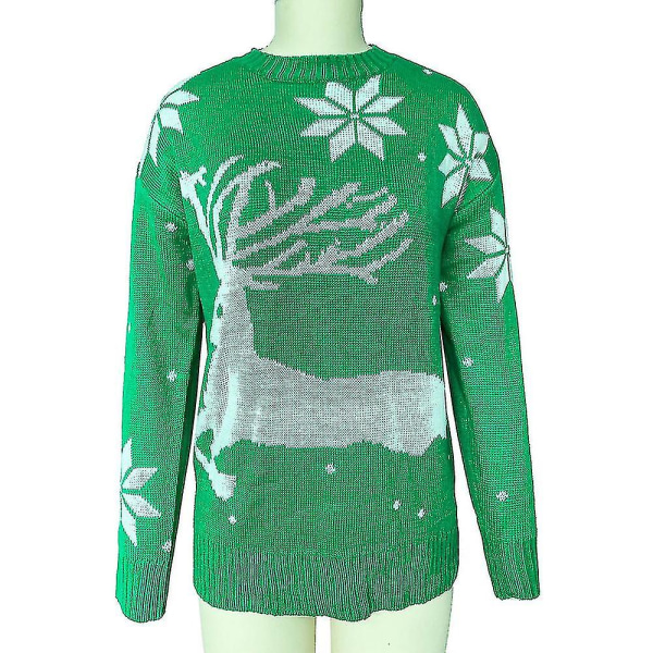 Dame juletrøje Top Xmas Elk Sweater Green 2XL