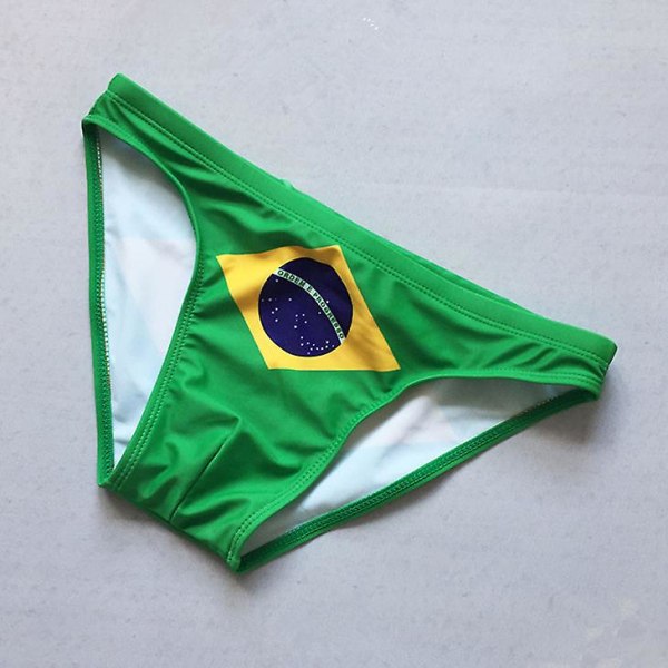 Herre bikini brasiliansk flag badetøj Badetrusser Sexede mini badebukser Drenge badedragt Badedragt Strandshorts Aus Narrow Side BR L