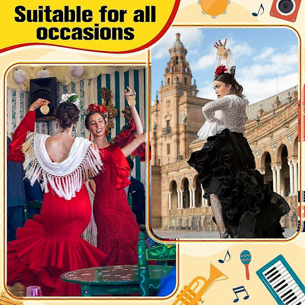 4 STK Spanske Kastagnetter Traditionelle Flamenco Kastagnetter Håndperkussions Kastagnetter Musikinstrument