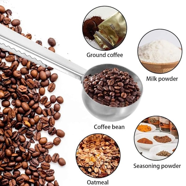 Kaffemått med Klämma/Sked med Påsklämma för Kaffe - Svart - 1 st