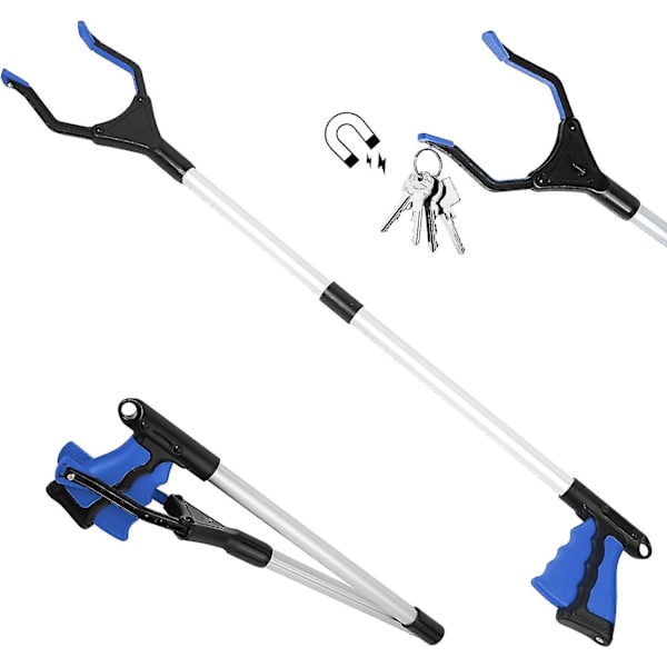 Griffer, 82cm Foldbar Gripper Lavet Af Aluminium Med Roterende Gummi Mixer, Gribende Tang Til Seniorer Foldbar Lang Arm Forlænger Til Affald/Kast P