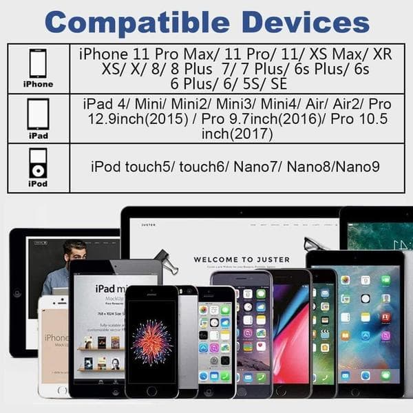 4-pack Lightning–USB-latauskaapeli 1,8 metriä, yhteensopiva iPhonen kanssa