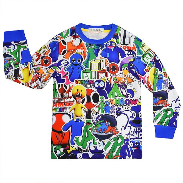 Barn Gutter Roblox Rainbow Friends Print Langermet T-skjorte + bukser Pyjamas Natttøy Antrekk 7-8 Years