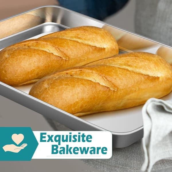Mini stekeovnsbrett, lite stekebrett i rustfritt stål, rektangulær kakeform perfekt for baking, matlaging og servering, 23,7x17,7x2,5 cm