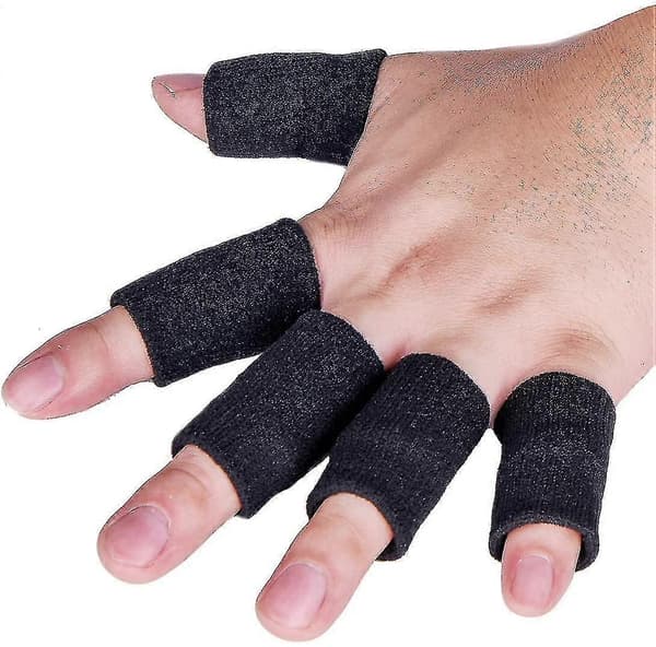 10 st fingerärmar, tumskena för fingerstöd, triggerfinger Black
