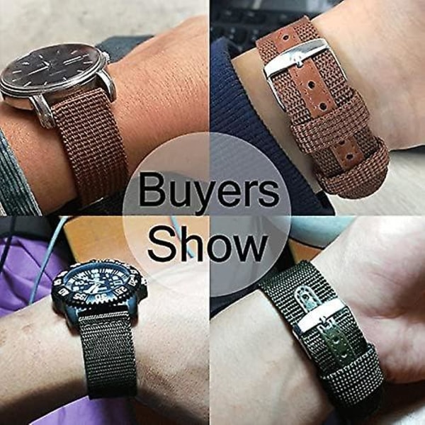 Nylon lerret Uhrenarmbånd Outdoor Sports Strap 18 Mm Uhrenarmbånd Stahl Metall Dornschliee Uhrenzubehr (farge: Brun, Størrelse: 18mm)