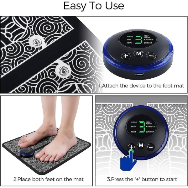 Elektrisk fotmassasjeapparat, fotmassasjeapparat for blodsirkulasjon Muskelsmertelindring, bærbar USB-oppladbar--