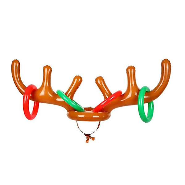 2 Sett Oppblåsbar Reinsdyr Gevir Spill, (2 Oppblåsbare Gevir, 8 Ringer Reinsdyr Ringkast) Oppblåsbar Reinsdyr Gevir Hatt Med Ringer, Familie Jul P