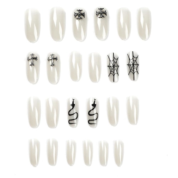 Press-on Nails Kort/medium - Påklistrade naglar för kvinnor - Falska naglar med lim