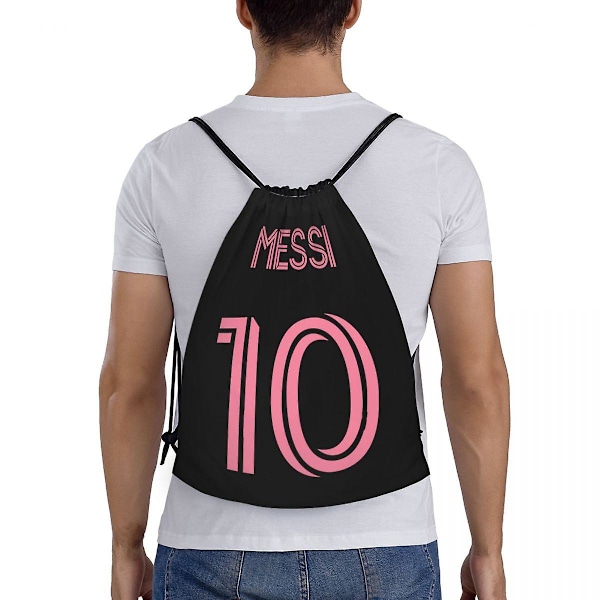 Egendefinert rosa Messis 10 fotball snorpose menn kvinner lett fotball sport treningsstudio oppbevaring ryggsekk 8