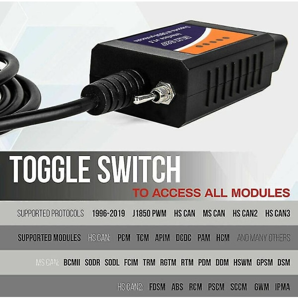 För Ford Forscan ELM327 USB-modifierad OBD2-skanner V1.5 MS-CAN HS-CAN-kodskanner