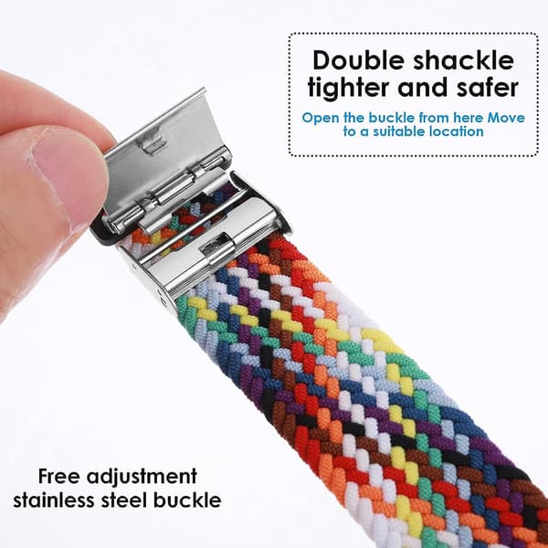 Flettede Elastiske Loop Urremme - Regnbue (22mm) - Universal Quick Release Rem