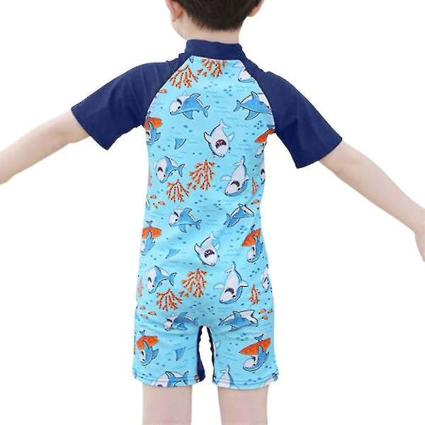 Børn Piger Drenge Unisex badetøj Strandtrykt Kortærmet Sommerbadedragt Shark Print 9-12 Years