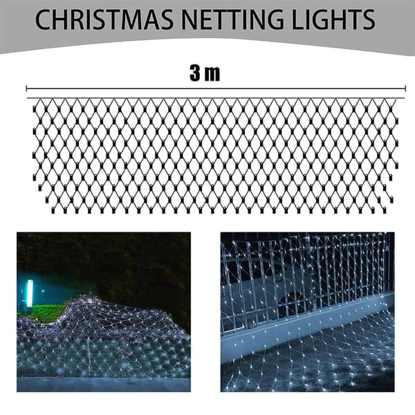 Decorative light net 320 LED, Christmas lighting net 3x3 m, light string - for terrace and party, waterproof IP44 whiteCJY white