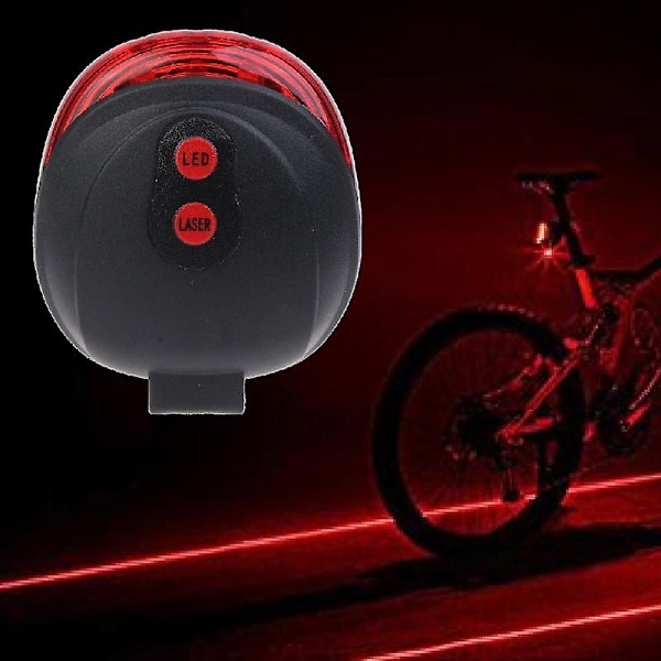 2 Laser + 5-LED Cykel Baglygte Advarselslampe Blinkende Alarmlys