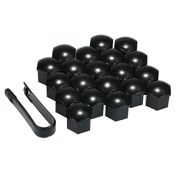 20 st Universal 21 mm Hjulmutteröverdrag Pläterade Hjulmutterlock Skruvskydd Svart